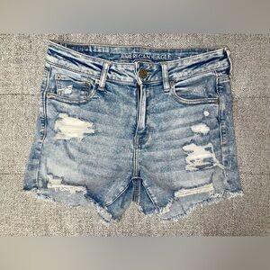 American Eagle Outfitters Ripped Jean Shorts - Light Blue